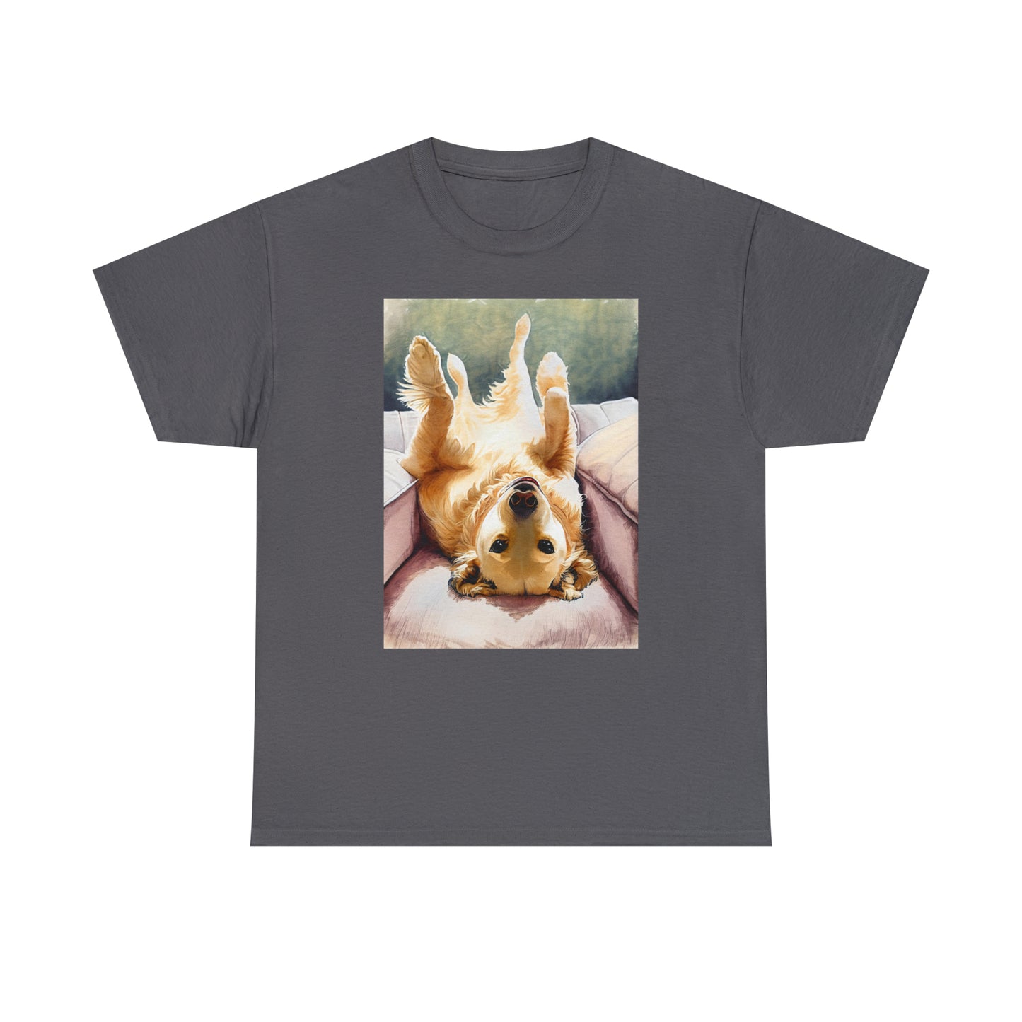 Golden Comfort: Adorable Lounge Heavy Cotton Tee for Dog Lovers