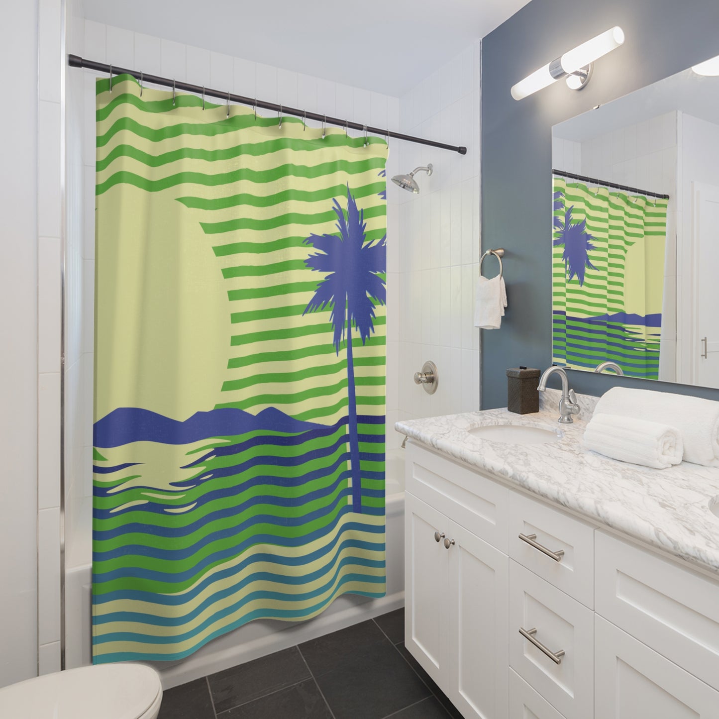 Sunrise Serenity: Jimmy Reefs Stylish Shower Curtain