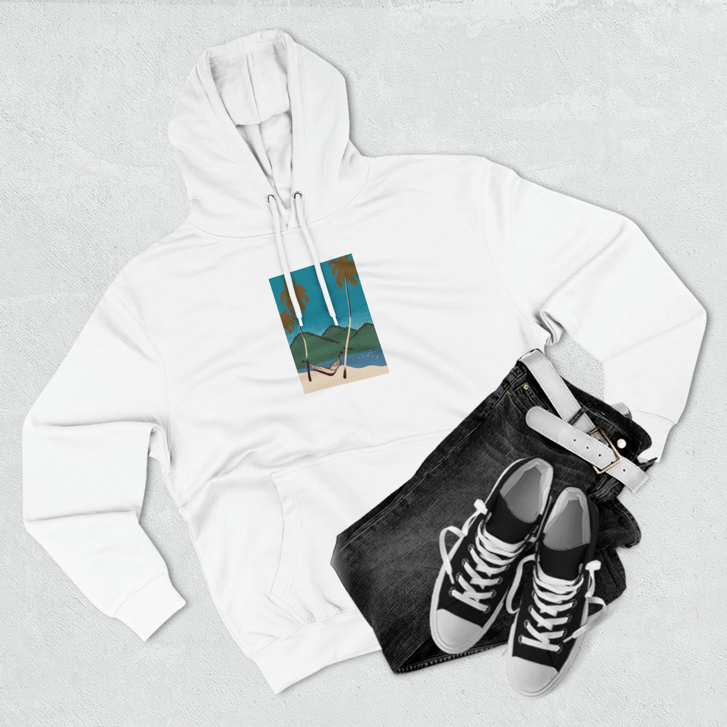 Tropical Haven: Jimmy Reefs Palm Paradise Premium Pullover Hoodie