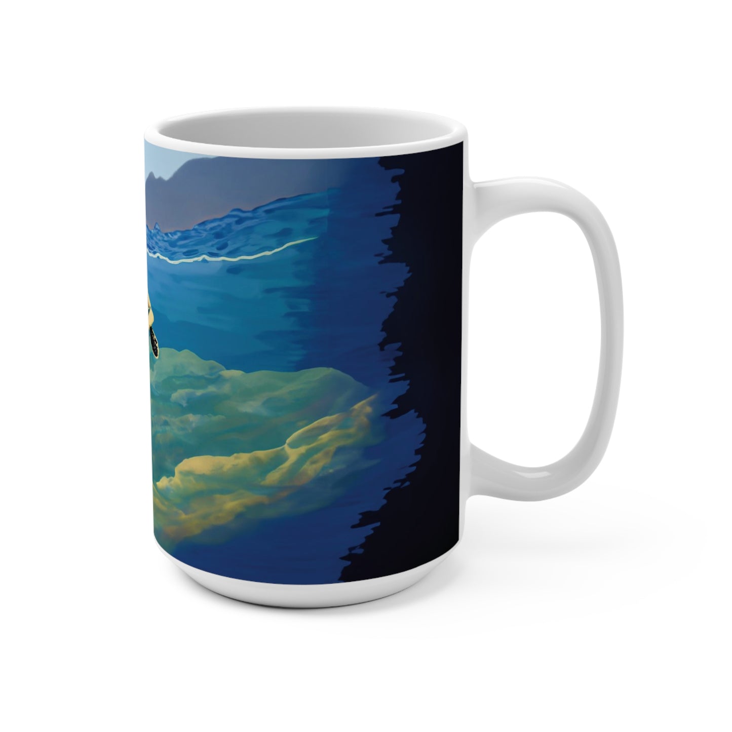 Turtle Serenity Mug: Jimmy Reefs Oceanic Elegance 15oz