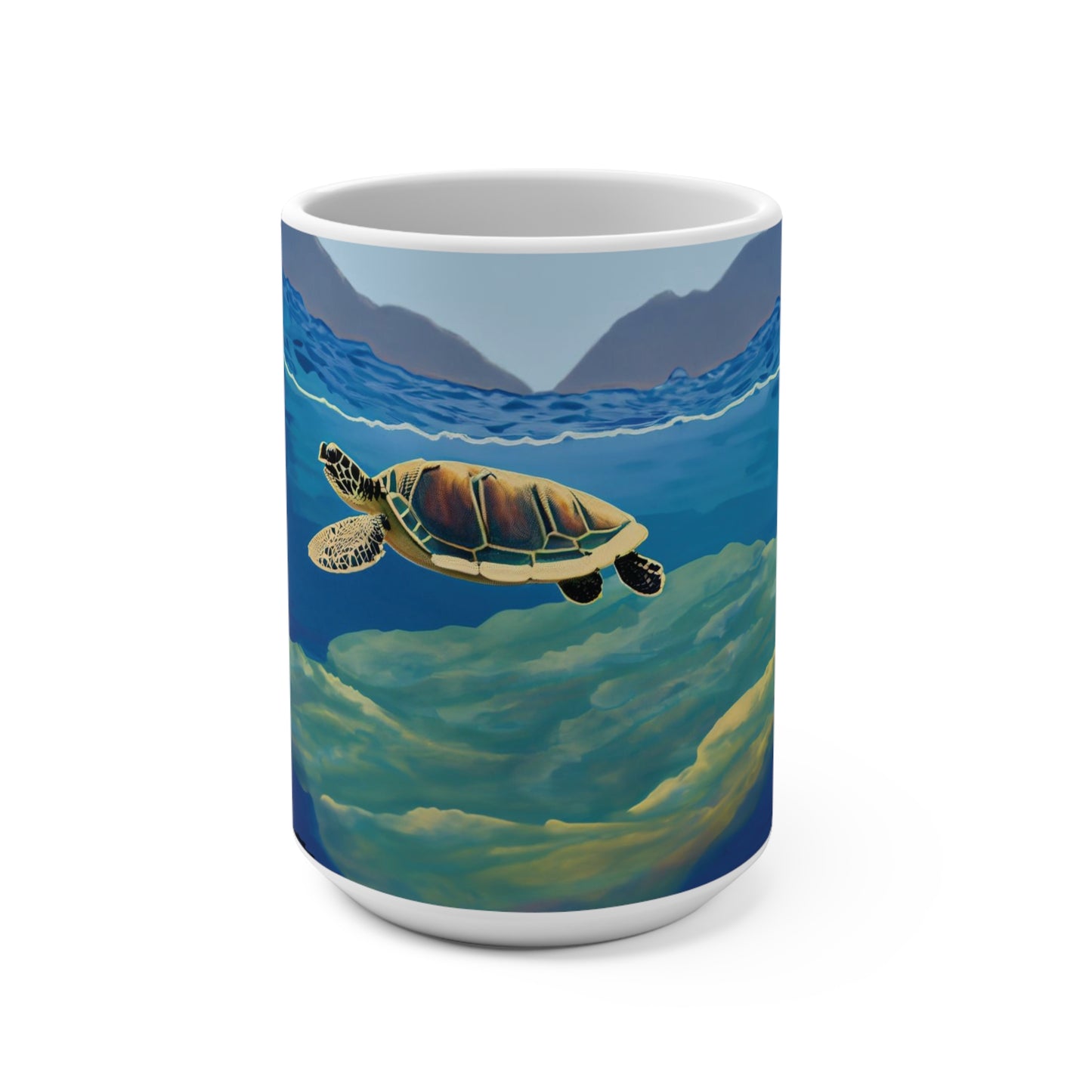 Turtle Serenity Mug: Jimmy Reefs Oceanic Elegance 15oz