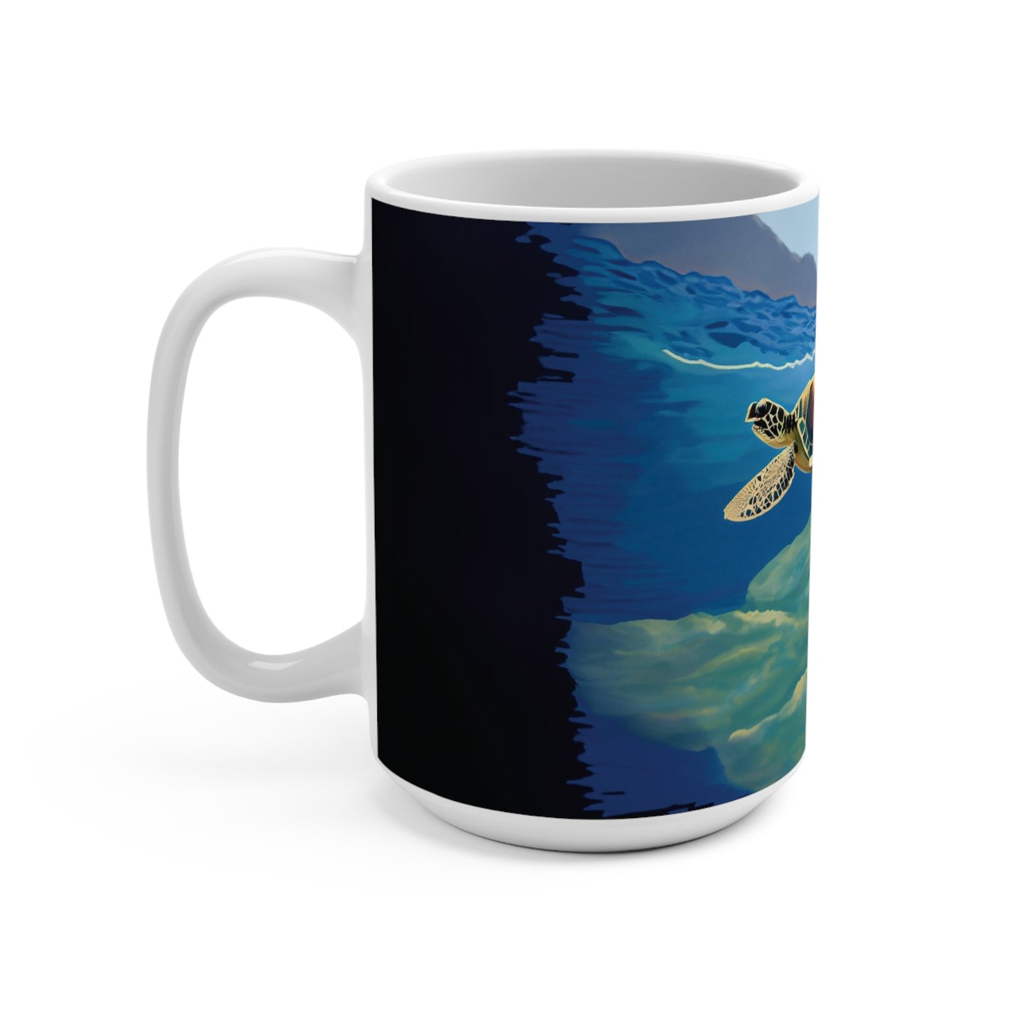Turtle Serenity Mug: Jimmy Reefs Oceanic Elegance 15oz